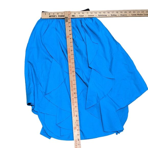 Roman ruffle elastic waist pull on cotton asymmetrical midi skirt turquoise 40 - Picture 3 of 8